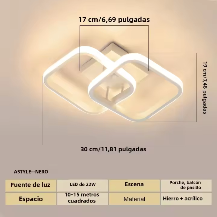 Lámpara De Techo LED Para Pasillo Balcón Dormitorio Sala De Estar Decoración De Pasillo 110-220V Material De Hierro Moderno - 1