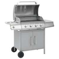 vidaXL Barbacoa Grill de Gas 4+1 Quemadores  Lateral Parrilla Color Negro y plateado,  Negro,  Plateado y mas - details 2