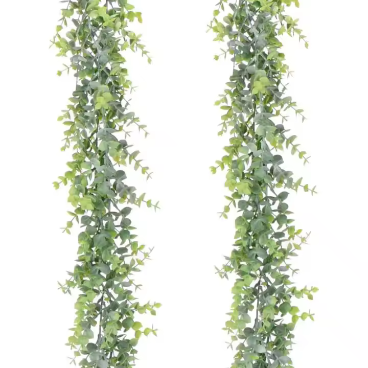 piezas de guirnalda de eucalipto artificial, hojas de eucalipto, enredaderas, guirnalda hecha a mano, decoración de arco de fondo de vegetación para boda - 1