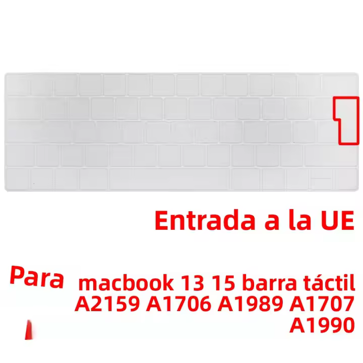 Cubierta De Teclado Para MacBook pro Con Barra Táctil 13" Y 15" A2159 A1706 A1707 A1989 A1990 (2016-2029 Lanzamiento) Silicona Impermeable Y Antipolvo - 1