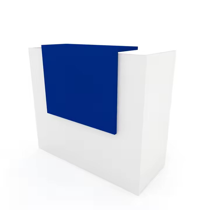 OFICIT Mostrador recepción Basic Colors de 120 cm de ancho con sobremostrador en color Royald Blue. - 1
