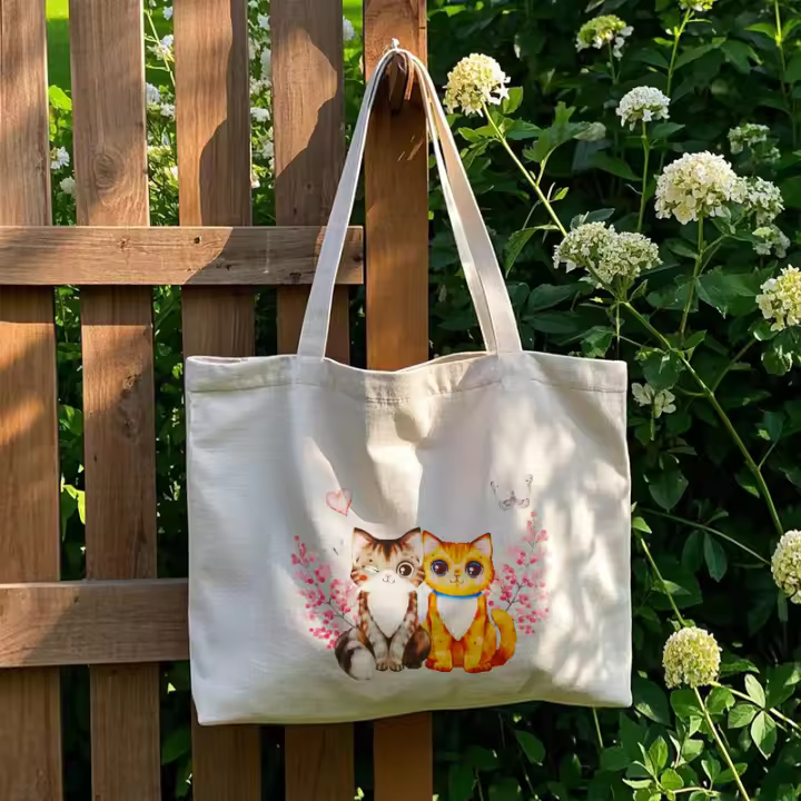 Bolso De Hombro Para Mujer Serie De Gatos Moda Tote De Lona Gran Capacidad Portátil Aesthetic Bolsa De Compras Ecológica，Bolsa De Tela Algodón Para Compras Reutilizable Estilo Casual Con Estampado De - 1