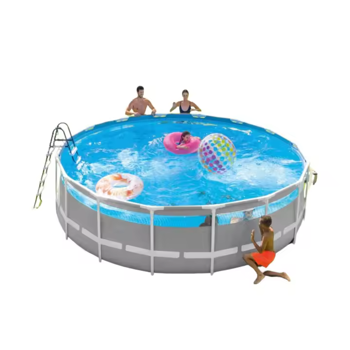 Piscina desmontable Intex Prim Frame Clearview 19156L con depuradora +6A gris Ø488x122 cm - 1