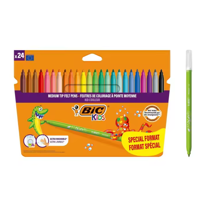 BIC Kids Kid Couleur Rotuladores Punta Media - Colores Surtidos, Paquete de 24 Unidades - 1