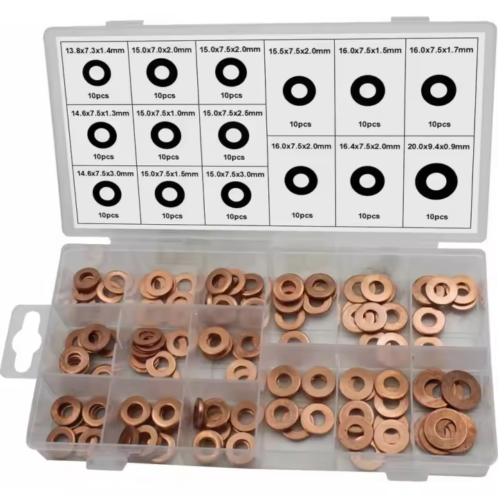 SURTIDO 150 ARANDELAS DE COBRE PARA INYECTORES DIESEL COMMON RAIL CDI HERRAMIENTA DE REPARACIÓN DE COCHE ACCESORIOS DE RENOVACIÓN DE COCHE - 1