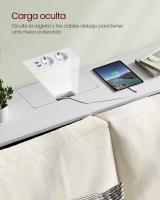 Mesa de consola delgada con multienchufe integrado, sofá con 2 compartimentos y carga oculta, ahorro de espacio, disponible en gris ahumado, blanco nube y marrón rústico, 25x120x81,1 cm - details 4