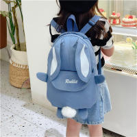 Mochila Personalizada Kawaii Con Orejas De Conejo Y Colgante De Oso Peluche Para Niñas Escolar Con Cierre De Cremallera Material Nylon Y Poliéster - details 10