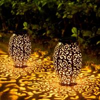 Lámparas Solares Colgantes Impermeables Con Mango Para Jardín Decorativas Para Patio Porche Camino Luz Solar Exterior Con Manija De Metal - details 3