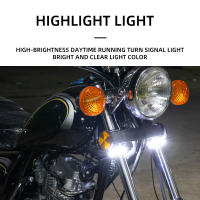2 Pcs Lámpara De Señal De Giro LED 12V Para Motocicleta Con DRL Anillo De Puente Moto Flasher Accesorios De Auto Luz Ambar Y Blanco - details 2