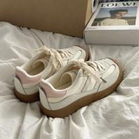 Zapatos De Entrenamiento Retro Para Mujer Nuevos Y Transpirables Color Blanco Casual Versátiles Con Cordones Material PU Cómodo Para Verano Oficina Lady - details 6