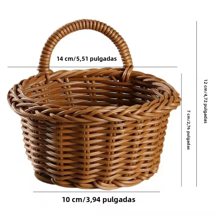 Cesta De Almacenamiento Tejida Colgante Portátil Para Potted Plantas Vegetales Y Cocina Cesta De Almacenamiento De Mesa Ecológica Hecha De Paja - 1