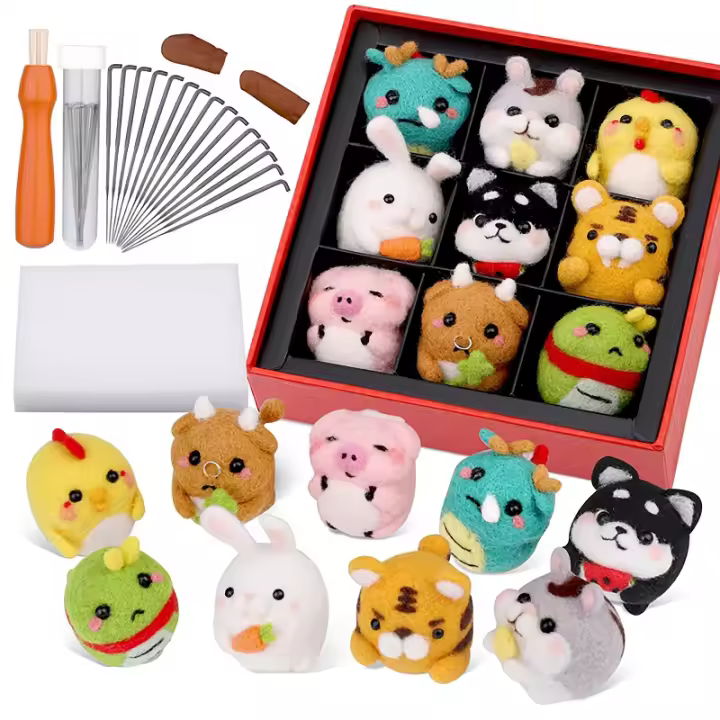 Kit De Inicio Para Tejido Con Agujas 9 Piezas Set Manual De Haciendo Animales Con Herramientas De Lana De Oveja Y Guías De Preparación - 1