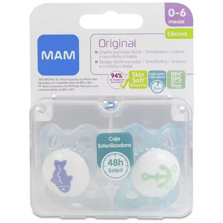 Mam Baby Chupete Silicona Original 0-6 M Pack Doble A - 1