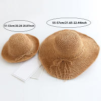 Sombrero De Paja Plegable Para Madre E Hija Protección Solar De Verano Para Playa Y Viajes Exterior Casual Sin Químicos Alérgenos - details 9