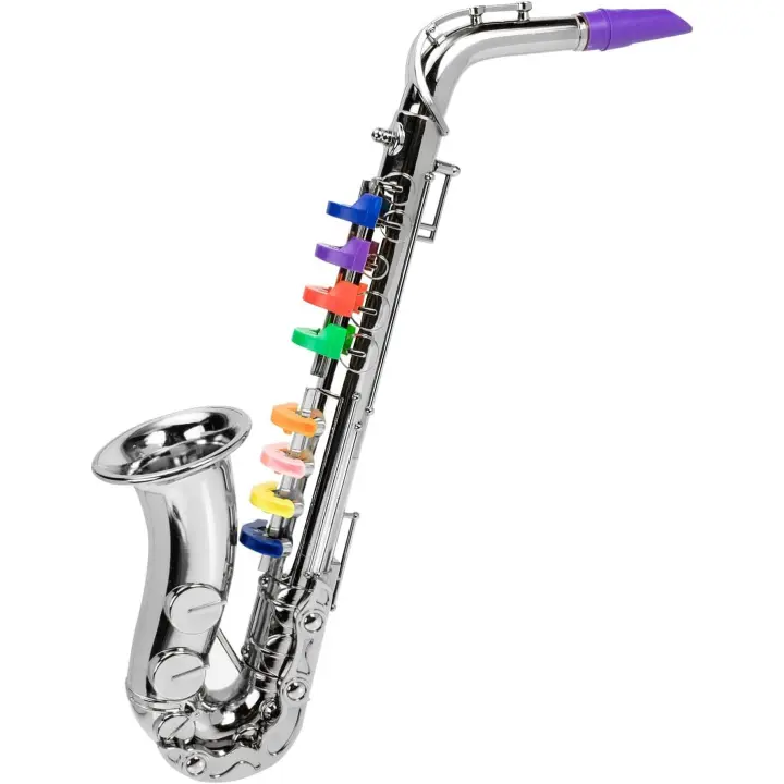 Saxofón de juguete para niños, instrumento musical de trompeta de plástico de 8 notas, juguete educativo temprano - 1