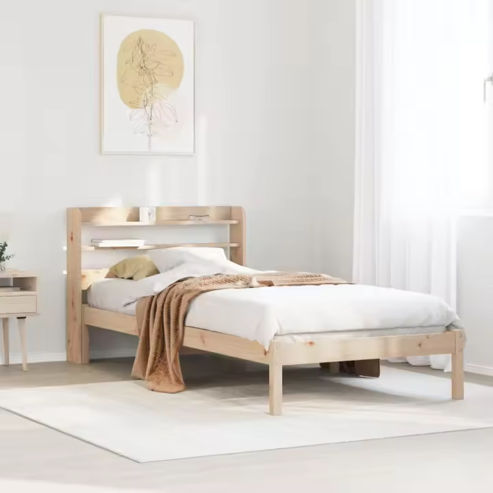 Estructura de cama sin colchón madera maciza de pino 90x200 cm - 1