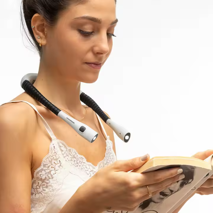 InnovaGoods® luz Lectura Recargable, lampara Lectura 3 Niveles de Intensidad y 3 Colores de iluminación, luz Lectura Estilo Manos Libres, Flexible y Adaptable Ideal para Leer Libros en la Cama. - 1