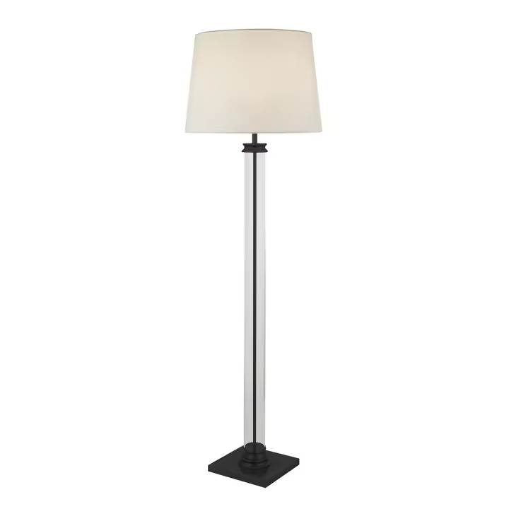 Pedestal Acero Contemporáneo Plantación Negro Blanco Vidrio 1 Luz E27 - 1