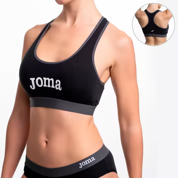 Joma. Sujetador Top Deportivo Algodón Espalda en T de Joma. JS201703TD. Sujetador top de mujer de algodón bielástico con suave goma vista que no oprime pero si sujeta. Sin relleno ni aros y muy adaptable a gracias a su composicion en algodón con elastano. - 1