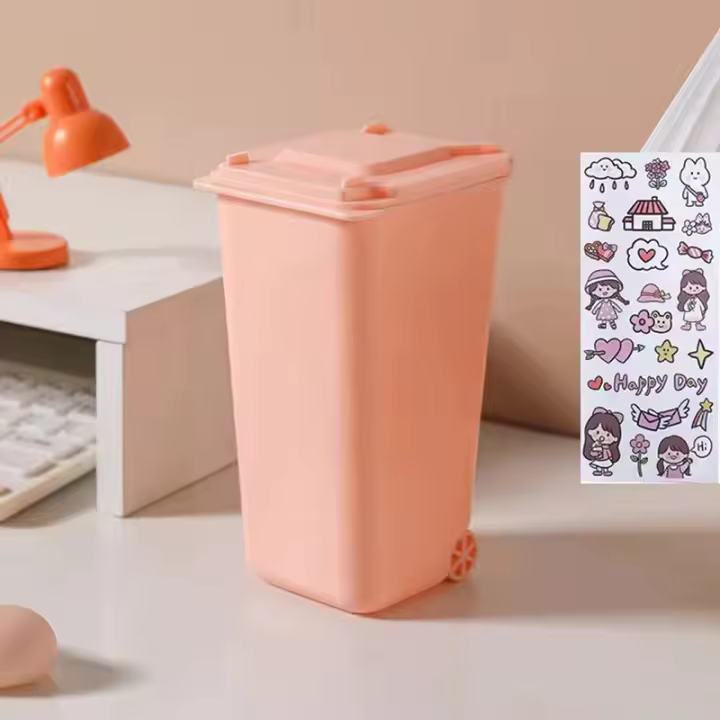 Mini Papelera De Plástico Para Escritorio Creativa Y Lúdica Con Cubierta Para Sala De Estar Y Mesas De Café Pequeño Bote De Basura - 1
