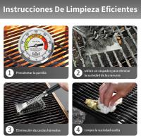 Cepillo de barbacoa de acero inoxidable, cepillo de barbacoa 3 en 1 con rasqueta, cepillo de limpieza con mango aislante de PP de 44 cm, adecuado para parrillas de gas y parrillas de carbón. - details 1