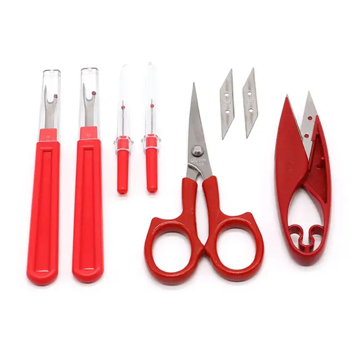 Kit De 6 Piezas Para Costura Con Cuchillo Cortador De Hilo Y Desenredador De Hilo Rojo Herramienta Para Eliminar Hilos Y Costuras - 1