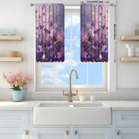 2pcs Cortina De Pintura De Mariposa Morada Para Decoración Del Hogar Tratamiento De Ventana Para Dormitorio Oficina Cocina Sala De Estar Con Bolso De Percha - details 10