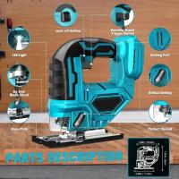 Actualización 21V 65mm 1500RPM Rompecabezas inalámbricos Electric Jig Saw Portable Multi-Funcion Woodworking Power Tool para Makita 18V Battery - details 4
