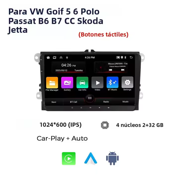Radio De Coche Android Para Volkswagen Golf 5 6 Polo Passat B6 B7 CC Skoda Jetta Multimedia Con Wireless Carplay Auto - 1