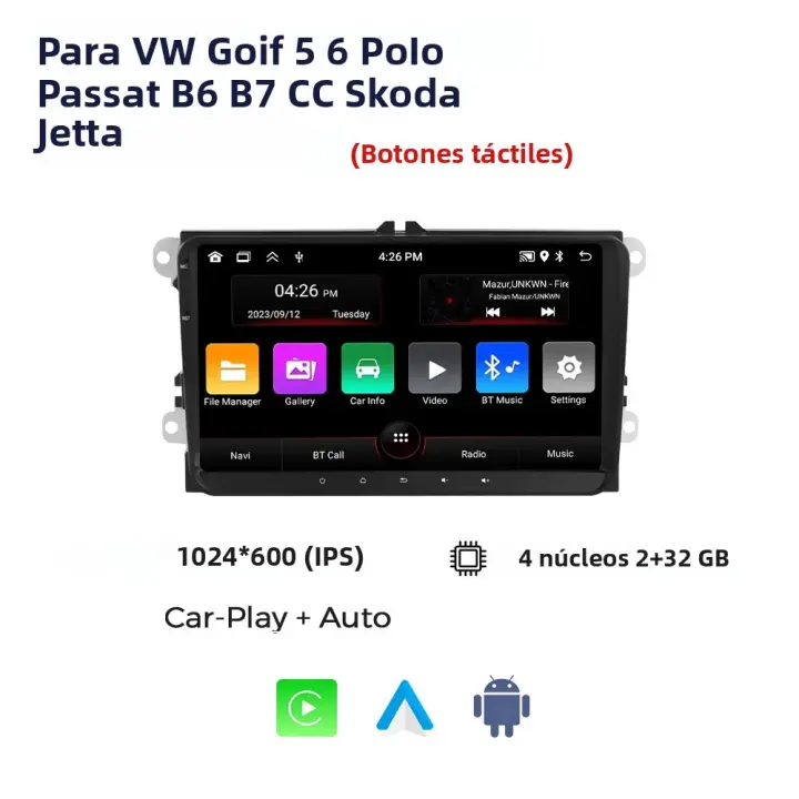 Radio De Coche Android Para Volkswagen Golf 5 6 Polo Passat B6 B7 CC Skoda Jetta Multimedia Con Wireless Carplay Auto - 1
