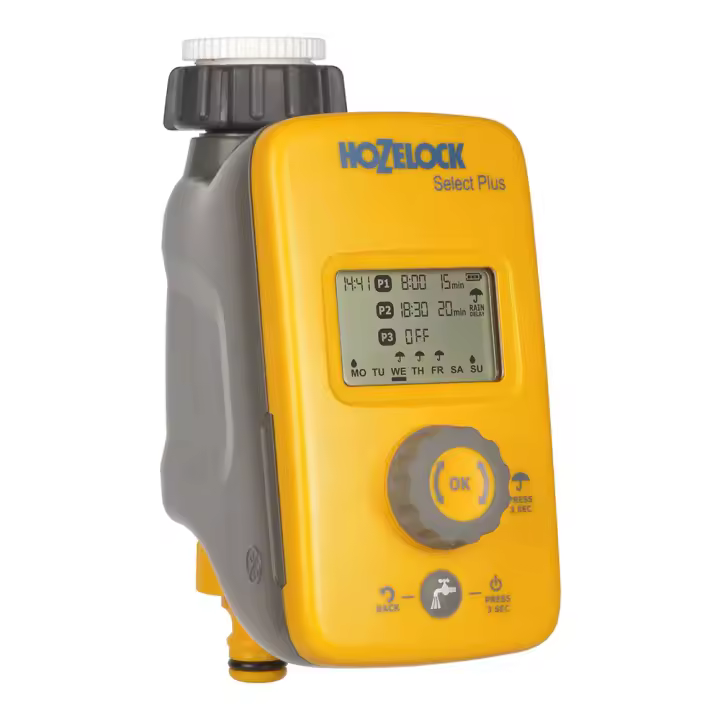 Hozelock Select Plus - Programador electrónico de riego, Color Amarillo - 1