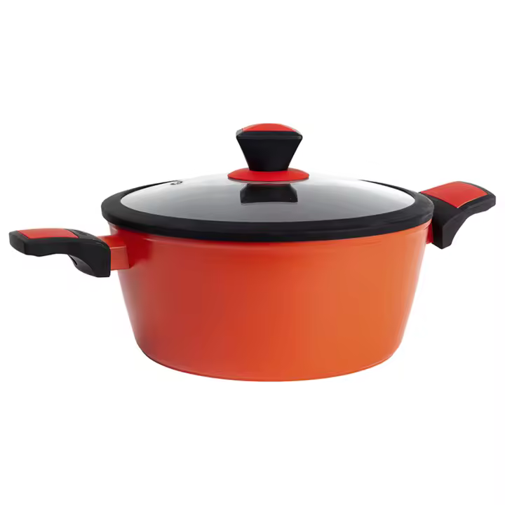 Cacerola con tapa en aluminio forjado color naranja - 28 x 13 cm CASA BENETTON - 1