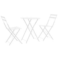 vidaXL Mesa y sillas bistró de jardín 3 piezas acero en color Gris/Blanco/Negro | cómodas modernas ergonómicas para comedor cocina salón hogar - details 1