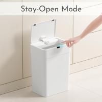 Bote de basura con sensor de movimiento para baño, con tapa, de 2,5 galones, pequeño, sin contacto, 9,5 litros, inteligente, para dormitorio, sala de estar, inodoro (blanco) - details 2