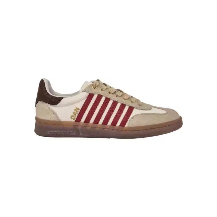 Zapatillas Deportivas Boxer de DSQUARED2 con Rayas Laterales Rojas Color Beige - 1