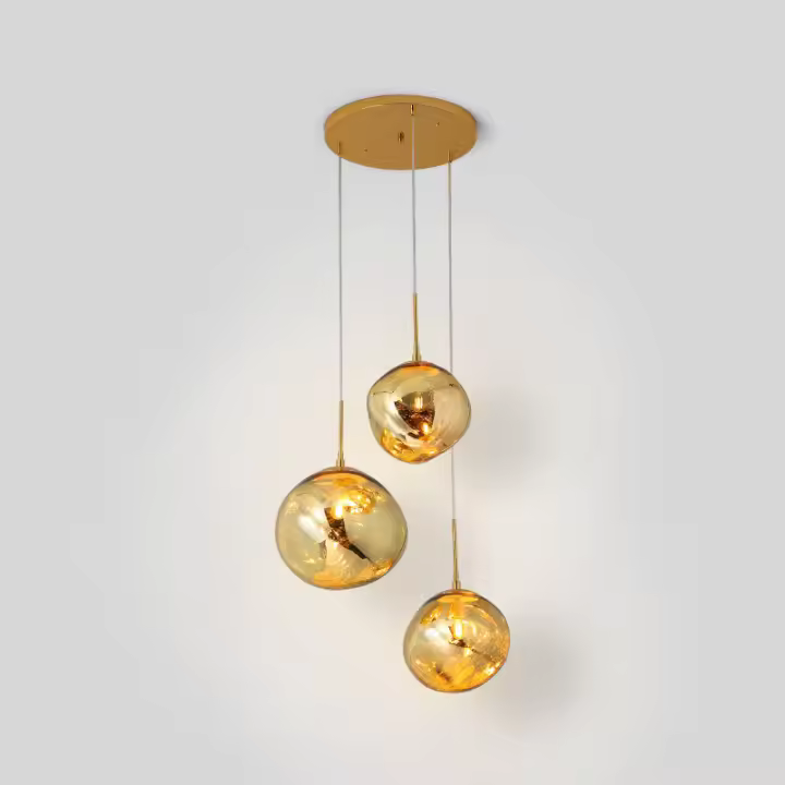 ALPINALUZLámpara Colgante de Vidrio de Lava Irregular "Triple Magma" con Tres Bolas E27x3, Ideal para Sala, Comedor o Dormitorio - 1