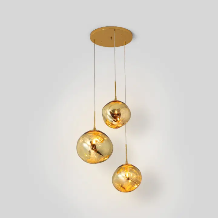 ALPINALUZLámpara Colgante de Vidrio de Lava Irregular "Triple Magma" con Tres Bolas E27x3, Ideal para Sala, Comedor o Dormitorio - 1