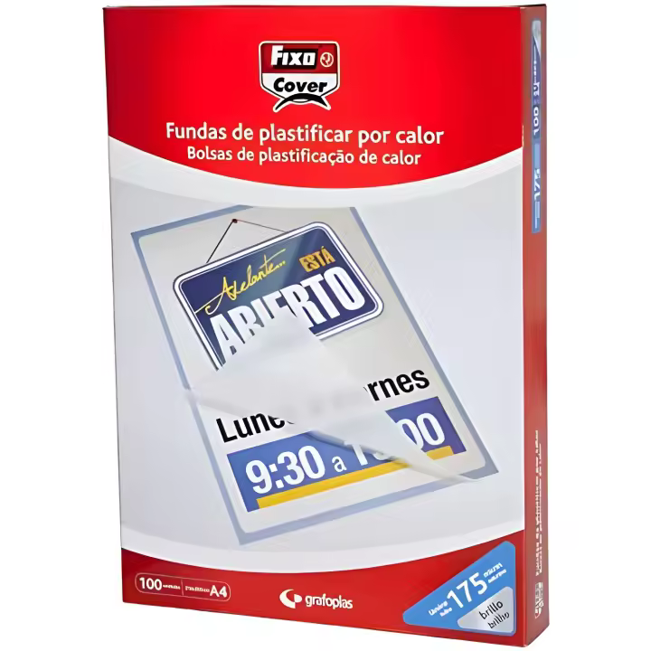 Fixo fundas de plastificar 90x130mm 125 micras pp caja 100u brillo - 1