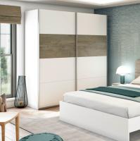 Meimon Armario de 2 puertas correderas de gran capacidad, con barra de colgar de aluminio extraíble (2 uds), estantes interiores, guías metálicas con freno, tiradores de aluminio perfilado y acabado en tablero melaminizado E1 - details 5