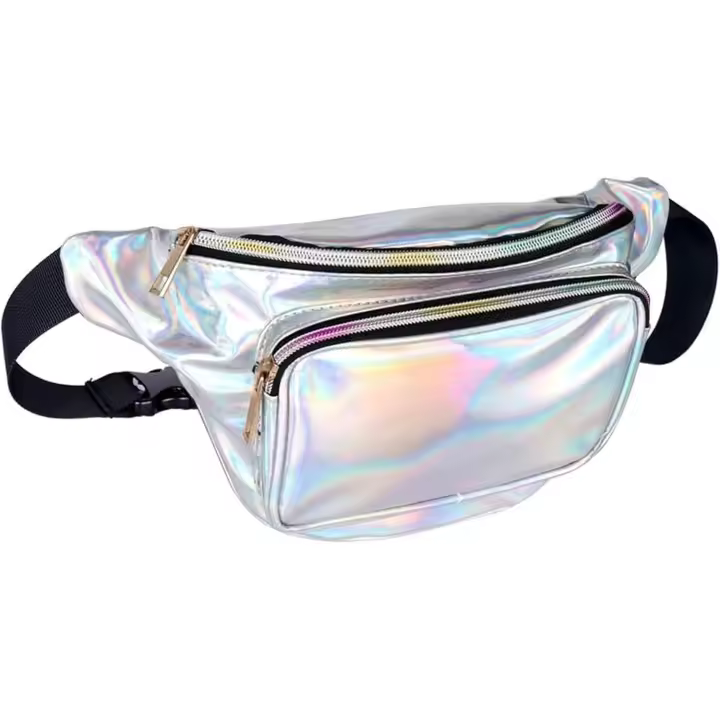 Riñonera holográfica, riñonera brilliant De PU impermeable, with cinturón ajustable para Viajes, Fiesas, Correr - 1