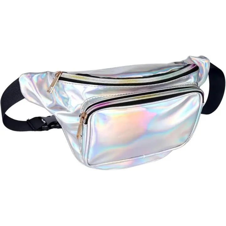 Riñonera holográfica, riñonera brilliant De PU impermeable, with cinturón ajustable para Viajes, Fiesas, Correr - 1