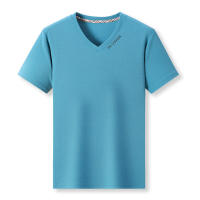 Camiseta De Hombre Casual Y Moda Con Cuello V Y Mangas Cortas En Color Sólido Transpirable Y Cómoda Para Verano Top Versátil - details 16