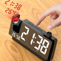 Reloj despertador digital, reloj despertador con proyección LED, reloj de proyección giratorio, reloj de dormitorio con proyección y función de repetición, reloj de proyección con pantalla de números grandes para dormitorios - details 6