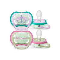 Philips Avent Ultra Air Soother: 2 chupetes ligeros y transpirables que brillan en la oscuridad para bebés de 0 a 6 meses sin BPA y con funda de transporte esterilizadora (modelo SCF376/19) - details 3