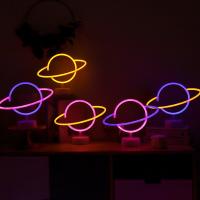 Lámpara Neón LED De Forma Planetaria Tierra Para Decoración De Pared Hogar Y Fiestas Luz Nocturna Con Batería Incluida - details 2