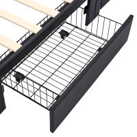 [Selección de Hogar🎁] Cama Tapizada 140x200 cm Negro - Patrón Lichi PU | Carga Eléctrica + USB, Iluminación LED Y 4 Cajones de Almacenamiento (Sin Colchón) - details 6