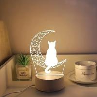 Lámpara De Noche 3D Mooncat USB Para Ambiente De Dormitorio Y Sala De Estar Regalo De Cumpleaños Y Festivales Luz De Noche Animal ABS LED - details 11