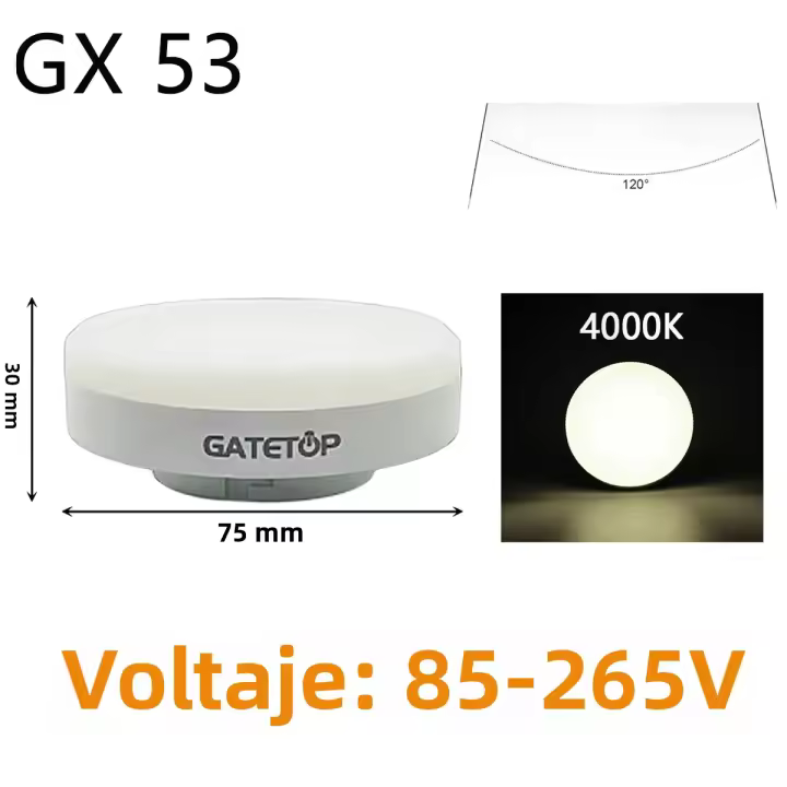 10PCS Luz De Armario LED GX53 Sin Parpadeos Luz Blanca Cálida 5W-15W Altas Lúmenes 100LM/W Para Armario Spotlight AC85V-260V - 1