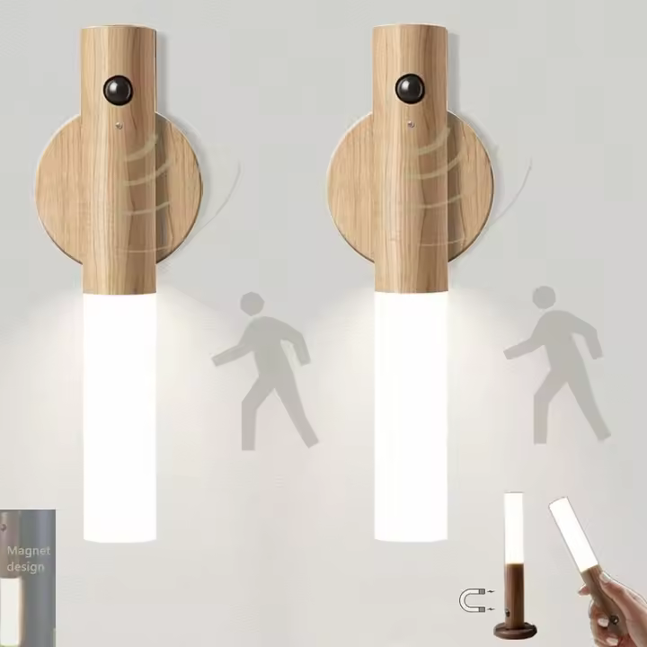 Paquete de 2 luces LED con conexión de batería, batería, para la noche, luz de noche, barra encendida, USB, barra de arrastre, cables, magnetismo, lámpara de pared - 1