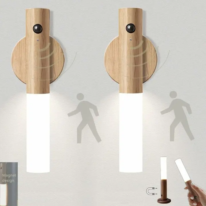 Paquete de 2 luces LED con conexión de batería, batería, para la noche, luz de noche, barra encendida, USB, barra de arrastre, cables, magnetismo, lámpara de pared - 1